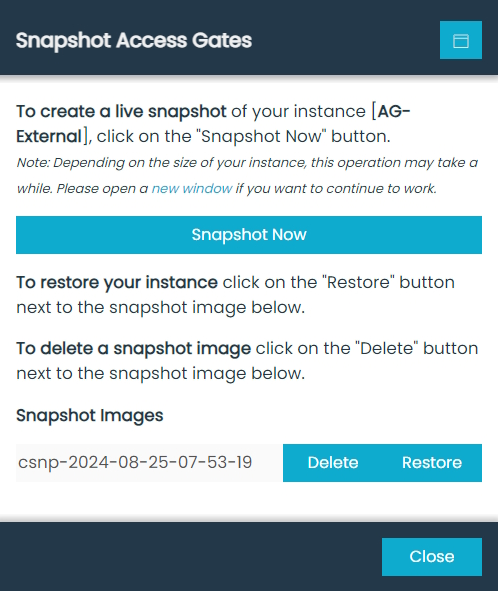 Snaphot Manager Dialog