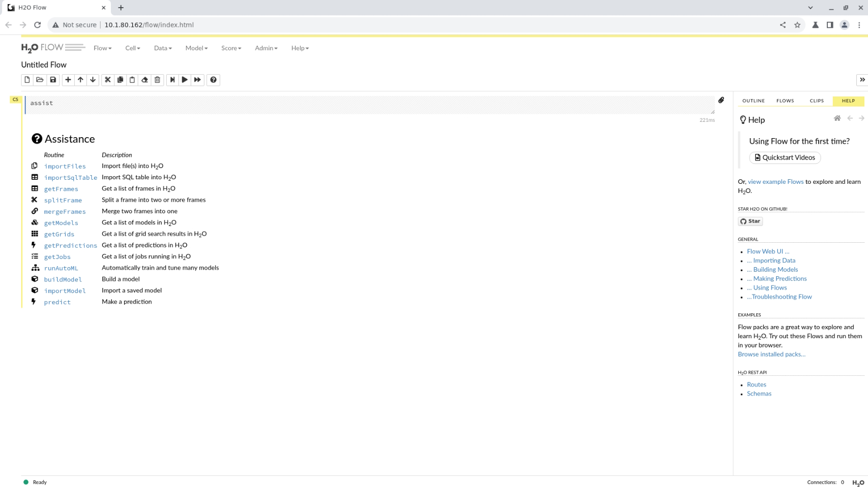 Sky Browser Window for H2O Flow