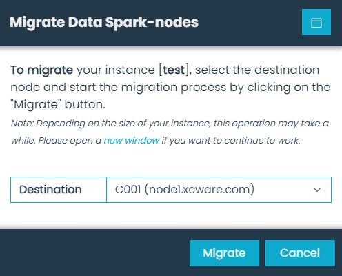 Migrate Data Spark-nodes Dialog