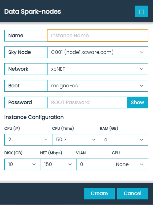 Data Spark-nodes Dialog