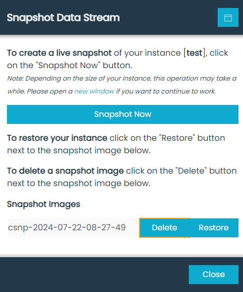 Snaphot Manager Dialog