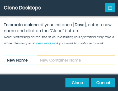 Clone Desktops Dialog