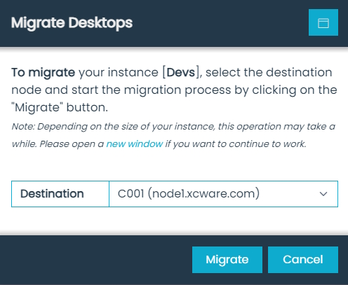 Migrate Desktops Dialog