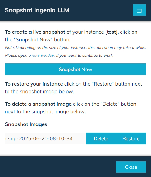Snaphot Manager Dialog