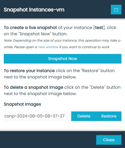Snaphot Manager Dialog