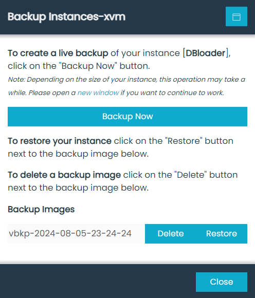 Backup Manager Dialog