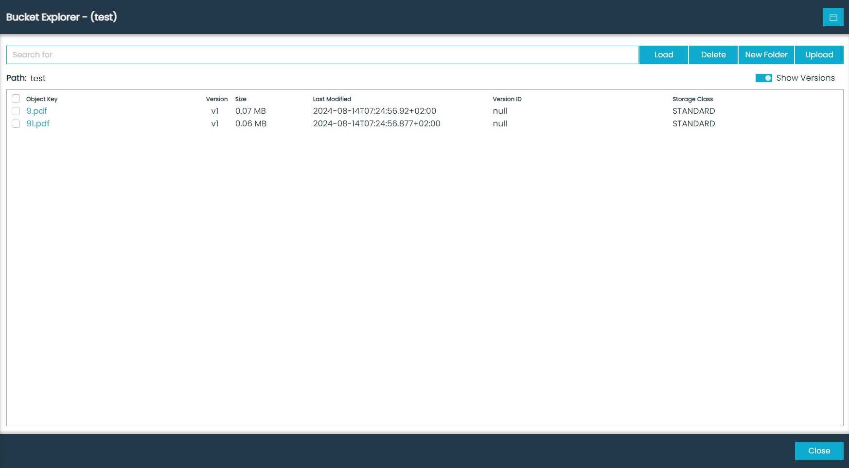Bucket Explorer Dialog