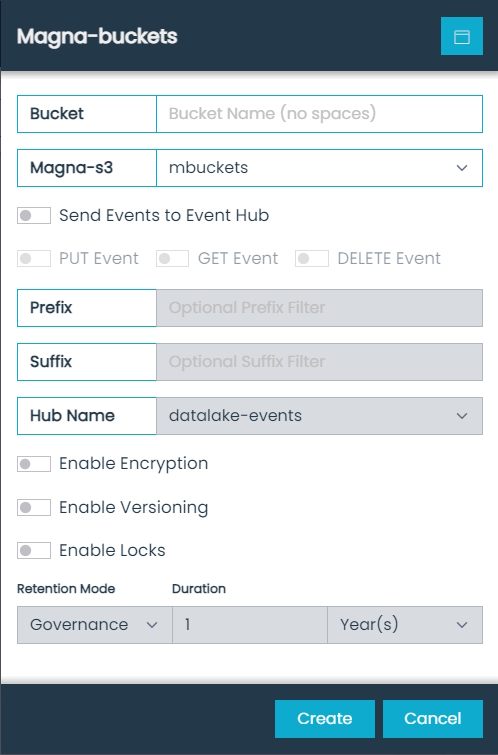 Magna-buckets Dialog