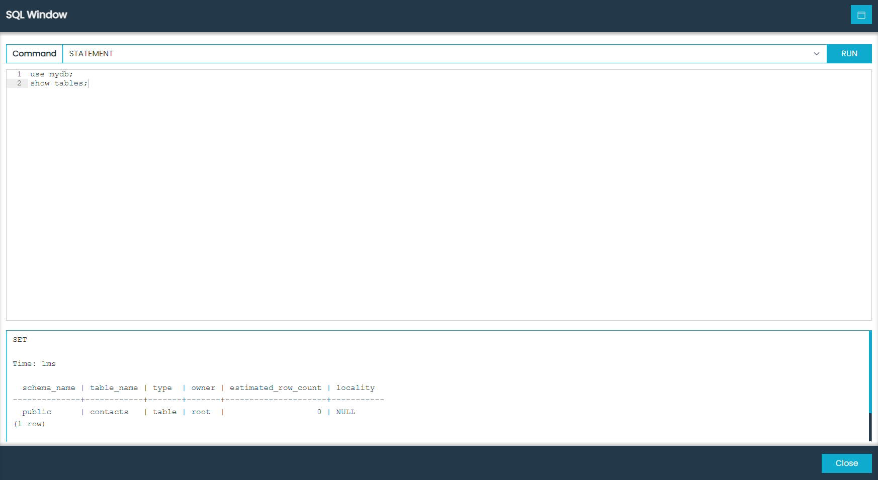 Magna-sqld SQL Window