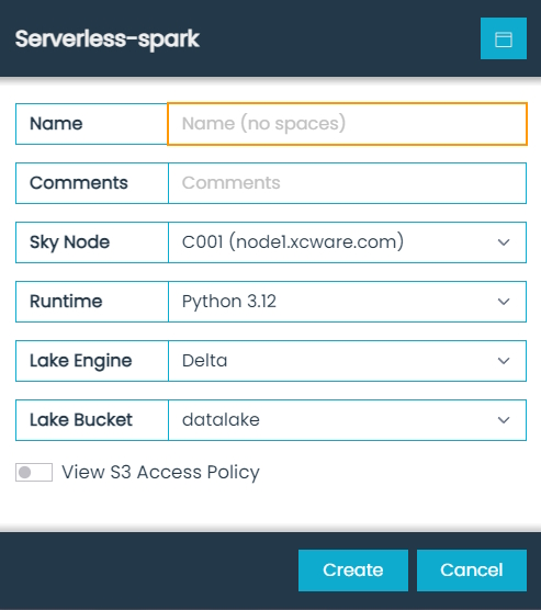 Serverless-spark Dialog