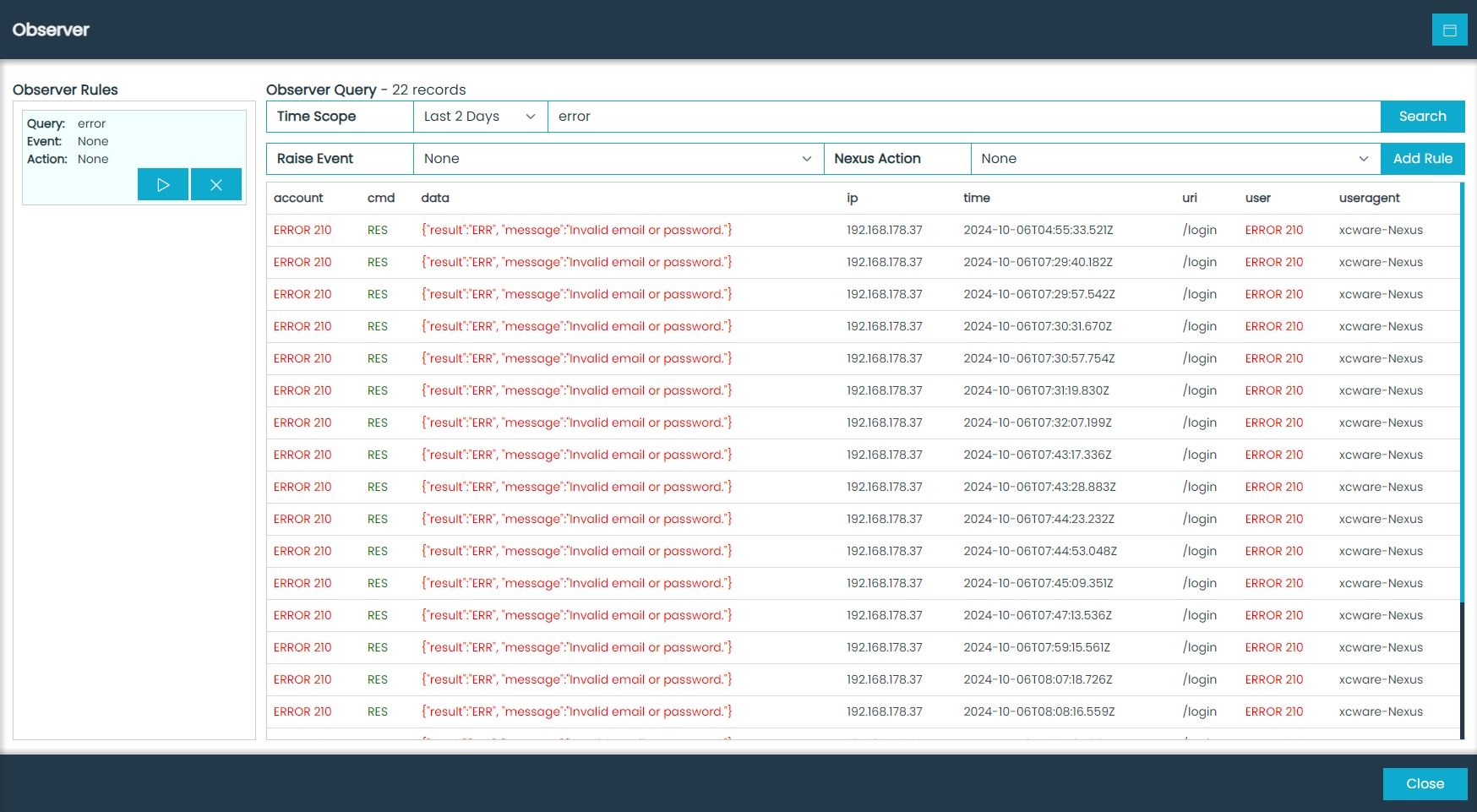 SIEM Collector Actions Menu