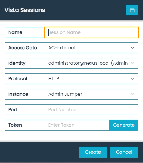 Vista Sessions Dialog